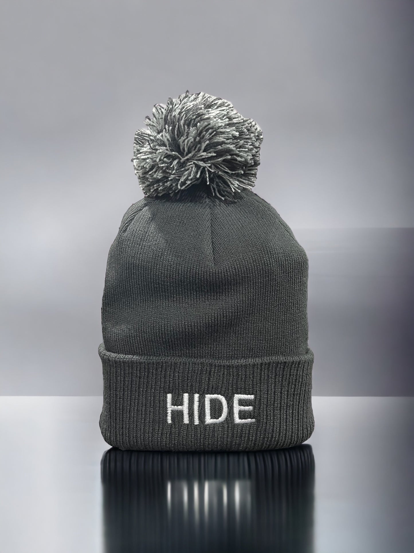 Pom Beanie Hat - Slate Grey