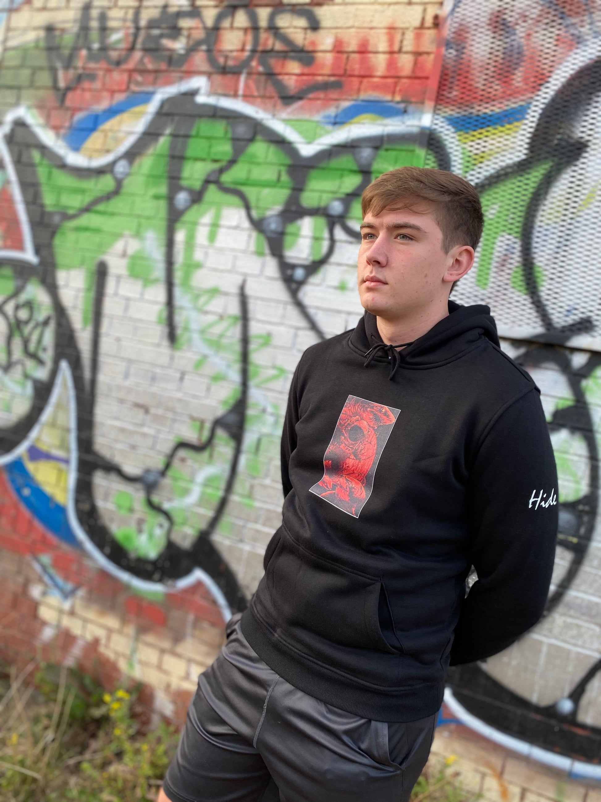 Men's Black Escape Luxury Hoodie On Model