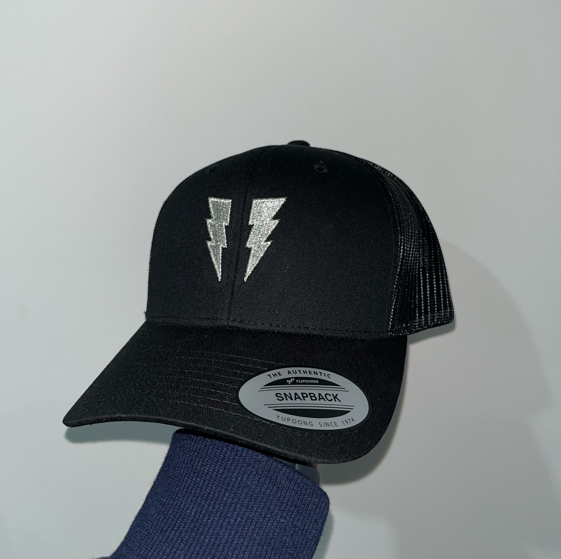 Men's Black Metallic Trucker Cap Front