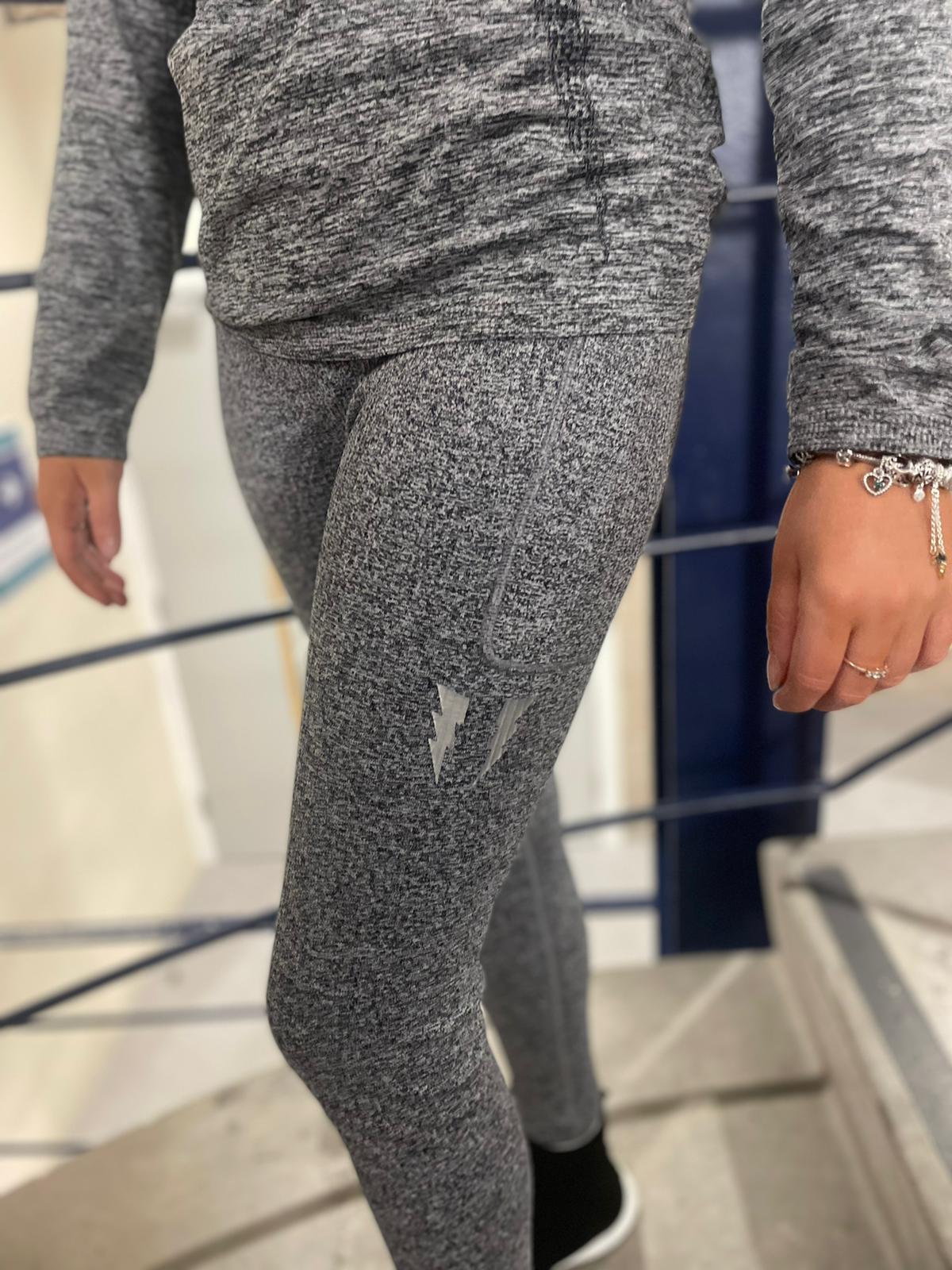 Women's Grey Marl Contrast Gym Workout Leggings